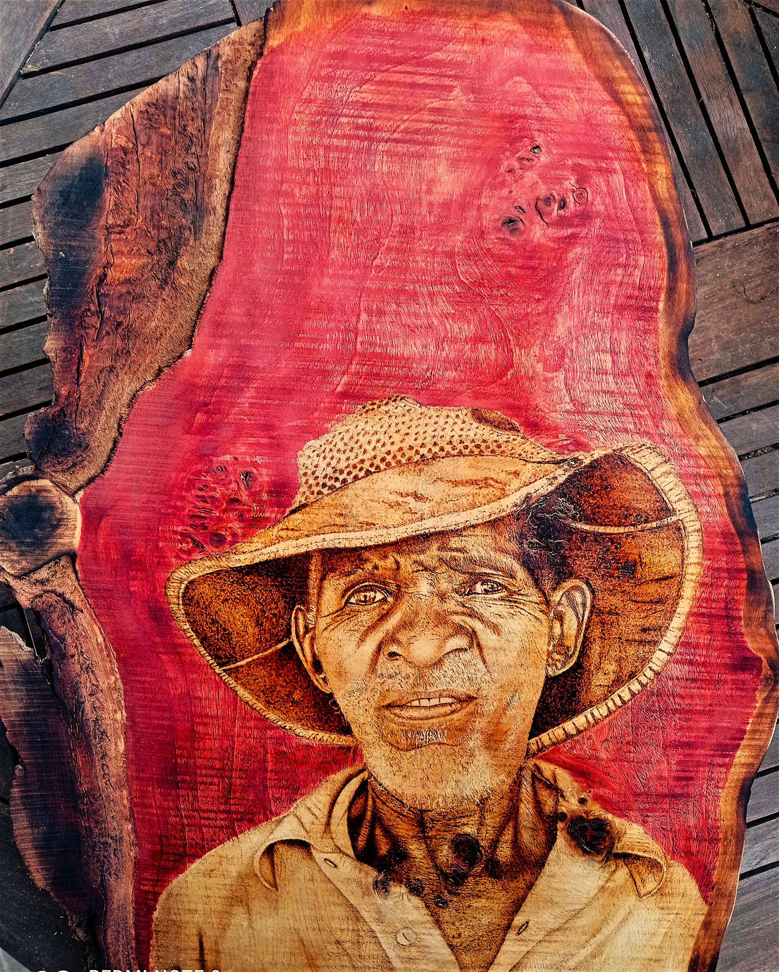 PAYSAN (dosse de cyprès) 47cmx36cm