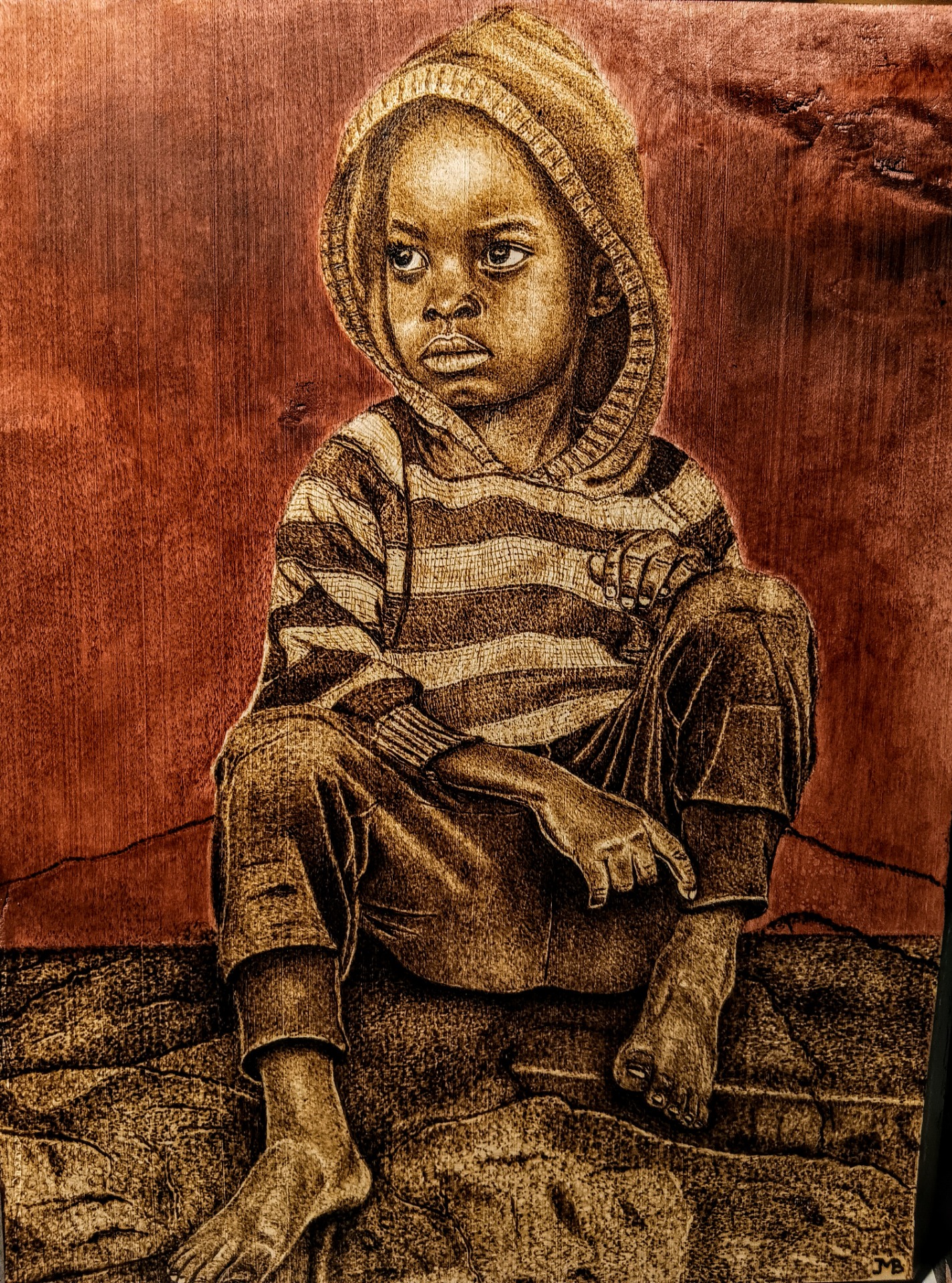 SOLITUDE (bois de poirier) 35cmx45cm